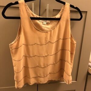 🛍 4/$25!”Pale Pink Scalloped Beaded Tank Top